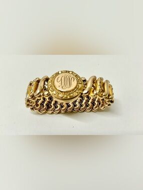 Early 20th Century Antique Gold Filled Expanding Link Locket Charm Bracelet